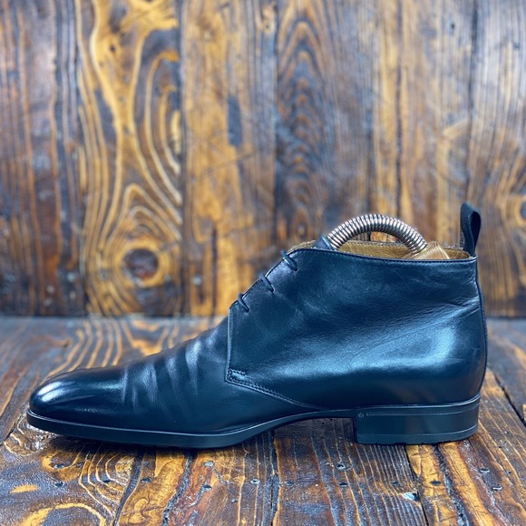 Doucal's Men Black Leather lace up Ankle Boots Size EU 41.5 / US 9 Made In Italy - Picture 4 of 10